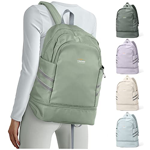 coofay Gym Backpack For Women Waterproof Backpack With Shoe Compartment Lightweight Travel Backpack Sports Backpacks Large Gym Bag - color: Light Green, size: Large