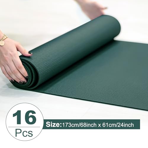 3 mm Thick Yoga Mat Bulk, Non Slip Exercise Workout Fitness Pad for Women Men, Gym Home Yoga Pilates, Easy to Clean, Sturdy PVC - color: Dark Green