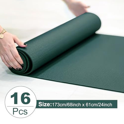3 mm Thick Yoga Mat Bulk, Non Slip Exercise Workout Fitness Pad for Women Men, Gym Home Yoga Pilates, Easy to Clean, Sturdy PVC - color: Dark Green