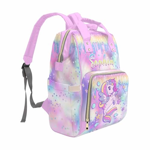 Newcos Custom Name Diaper Bag for Newborn Baby, Personalized Mommy Bags Diaper Backpack with Water Bottle, Customized Nursing Bags Monogram Tote for Mom Wife Women Baby Mothers Day Pink - color: Patten 17