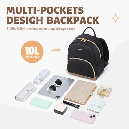 MDODO Small Backpack for Women Lightweight Stylish Mini Backpack Daypack Purses Cute Bookbag for Casual College Travel Daily,fit 10.9Inch iPad,Black - color: Black