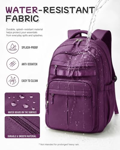 BJLFS Purple Backpack for School Women Girls, Waterproof Bookbag Cute High School Backpack for Men Teen Boys, Lightweight Travel College Backpack Mochilas Escolares para Casual Daypack Rucksack - color: A2-purple