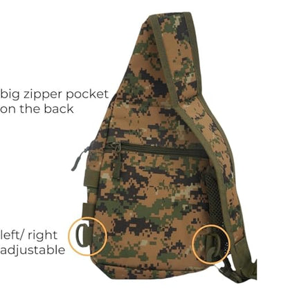 Sling Bag Crossbody Backpack for Men Women Travel Outdoor Camping (Jungle camouflage) - color: Jungle Camouflage