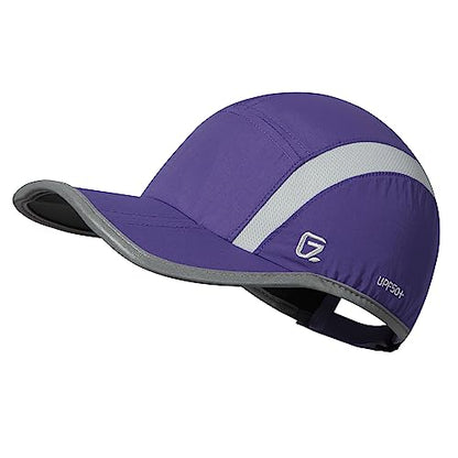 GADIEMKENSD Reflective Folding Outdoor Hat Unstructured Design UPF 50+ Sun Protection Sport Hats for Womens and Mens - color: Dark Purple