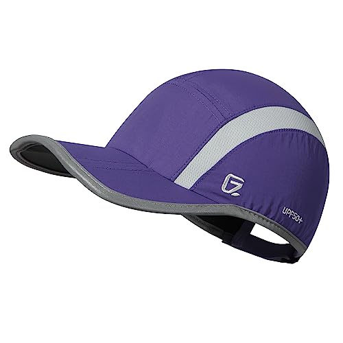 GADIEMKENSD Reflective Folding Outdoor Hat Unstructured Design UPF 50+ Sun Protection Sport Hats for Womens and Mens - color: Dark Purple