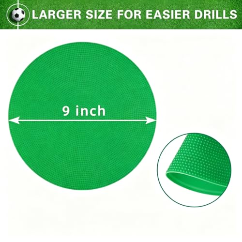 Poly Spot Markers 4inch/9 inch Non-Slip Rubber Agility Markers Flat Field Cones Floor Dots for Football, Soccer, Basketball Training Markers, School Activities, Exercise Drills, Social Distancing - style: 9inch 6Pcs(Green)