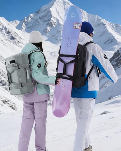 Snowboard Skateboard Duffle Bag Backpack for Men Women, 50L Waterproof Sports Gym Bag Carry On Backpack Weekender Overnight for Travel Hiking Camping Fitness Light Grey - color: Z01-light Grey