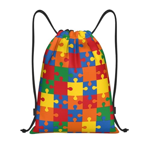 Gianlaima Colorful Autism Awareness Brain Drawstring Bags Backpack Bag Sport Gym Sack String Bag Yoga Dance Travel Bag For Men Women - color: Black28