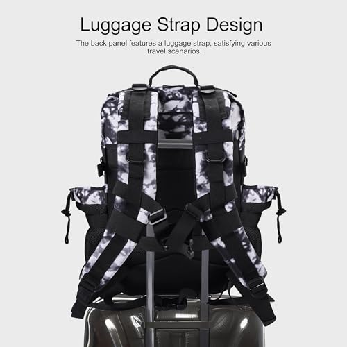LHI Military Tactical Backpack for Men and Women 45L Army 3 Days Assault Pack Bag Large Rucksack with Shoe Compartment - Blue - color: 1.21 Shoe Compartment(black and White)