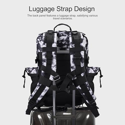 LHI Military Tactical Backpack for Men and Women 45L Army 3 Days Assault Pack Bag Large Rucksack with Shoe Compartment - Blue - color: 1.21 Shoe Compartment(black and White)
