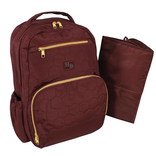 Hudson Baby Unisex Baby Premium Diaper Bag Backpack and Changing Pad, Burgundy, One Size - color: Burgundy