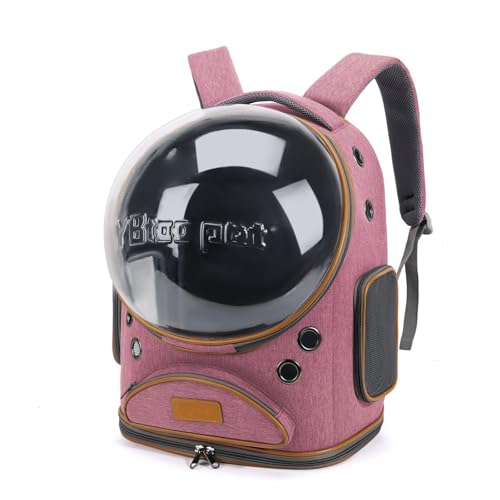 Cat Backpack Carrier, Breathable Cat Carrier Large Space Bubble Pet Backpack for Small Dog and Large cat up to 18lbs, Transparent & Foldable Pet Carrier for Travel Hiking (Pink) - color: pink