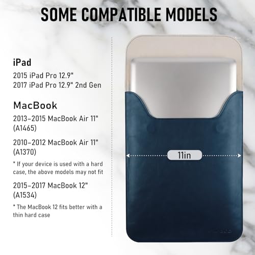 Allinside 11-12 inch Laptop Sleeve Case Compatible with MacBook Air 11 2010-2015/MacBook 12 2015-2017, Waterproof PU Leather Laptop Sleeve Bag Protective Vertical Case Cover, Blue - color: Blue, size: 11-12 in for Macbook Air 11/12/iPad