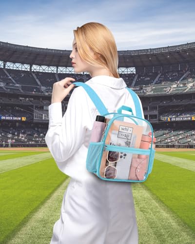 Clear Backpack for Stadium Events, 12x12x6 Small Clear Plastic bag with Reinforced Straps for Game Security Festival Concert - color: Aqua