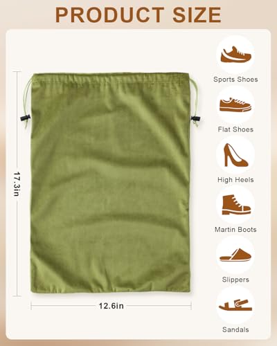4 Pcs Shoe Bags for Travel, Dust Velvet Bags, Sage Green, 17.3x12.6 Inch - color: Sage Green, size: 17.3"x12.6"