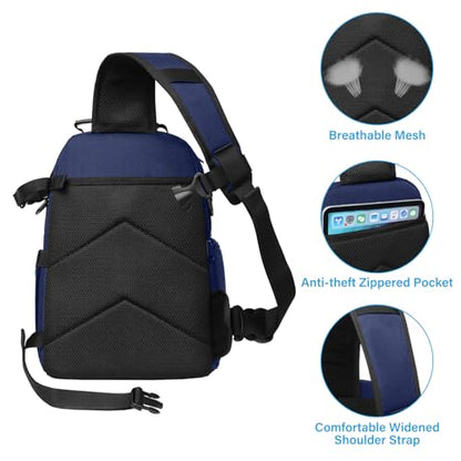 MOSISO Camera Sling Bag, DSLR/SLR/Mirrorless Camera Case Crossbody Photography Backpack with Tripod Holder&Removable Modular Inserts&PU Handle Compatible with Canon/Nikon/Sony, Navy Blue - color: Navy Blue