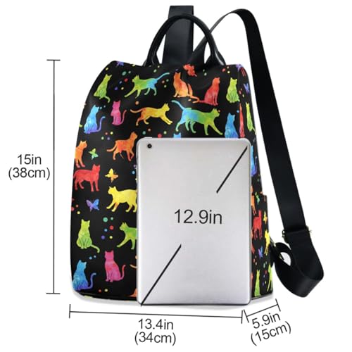 MNSRUU Women Backpack Purse Witchcraft Black Cats Backpack for Women Anti-theft Shoulder Bag Carry On Backpack Lightweight Rucksack Fashion Travel Ladies Bags - color: Cat 14