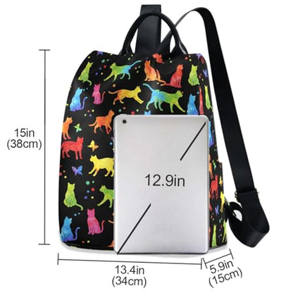 MNSRUU Women Backpack Purse Witchcraft Black Cats Backpack for Women Anti-theft Shoulder Bag Carry On Backpack Lightweight Rucksack Fashion Travel Ladies Bags - color: Cat 14