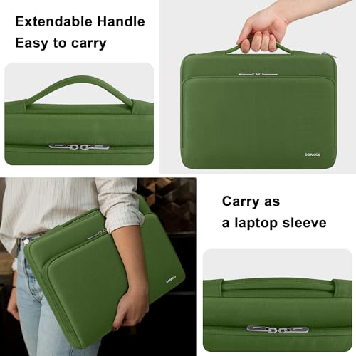 DOMISO 360 Protective Laptop Sleeve 15.6 inch Laptop Case with Handle Laptop Carrying Case for 15 inch MacBook Air/Pro Laptop Case 15.6 inch Compatible with MacBook Air 15 inch M3 2024,Green - color: Green, size: 15-15.6 inch
