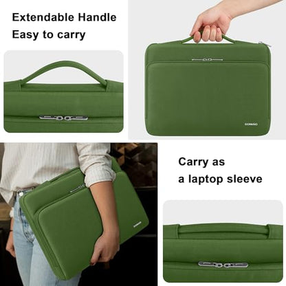 DOMISO 360 Protective Laptop Sleeve 15.6 inch Laptop Case with Handle Laptop Carrying Case for 15 inch MacBook Air/Pro Laptop Case 15.6 inch Compatible with MacBook Air 15 inch M3 2024,Green - color: Green, size: 15-15.6 inch