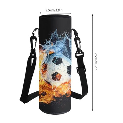 Soccer Water Flame 4-in-1 Backpack Set for Kids Multifunctional School Bag Set Reusable Daypack Casual Rucksack with Lunch Box Pencil Case Water Bottle Sleeve - color: Soccer Water Flame