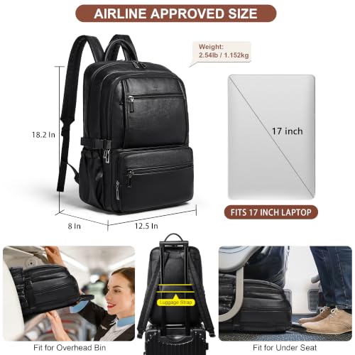Shrrie 17 Inch Laptop Backpack Purse for Women with Giant Tumbler Holders | Vegan Leather Backpack with Large Water Bottle Pocket,Work Travel Business College Teacher Nurse,35L Large Capaity - color: Black
