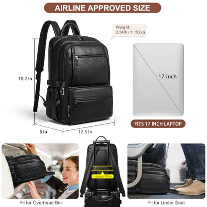 Shrrie 17 Inch Laptop Backpack Purse for Women with Giant Tumbler Holders | Vegan Leather Backpack with Large Water Bottle Pocket,Work Travel Business College Teacher Nurse,35L Large Capaity - color: Black