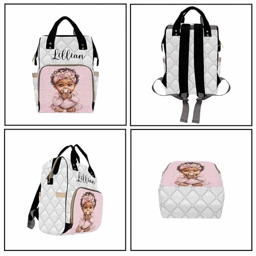 Custom Diaper Bag for Girls Personalized Diaper Bag Backpack &Insulated Water Bottle with Name Custom Monogram Baby Travel Bag Nursing Diaper Mommy Backpack with Adjustable Shoulder Straps Nappy Bag - color: Design 01
