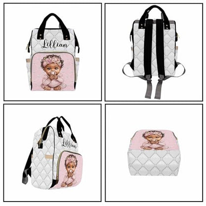 Custom Diaper Bag for Girls Personalized Diaper Bag Backpack &Insulated Water Bottle with Name Custom Monogram Baby Travel Bag Nursing Diaper Mommy Backpack with Adjustable Shoulder Straps Nappy Bag - color: Design 01