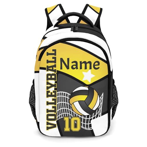 Volleyball Yellow Black Shoulder Backpack Bag for Sports Travelling Hiking Camping - color: Muilti 2