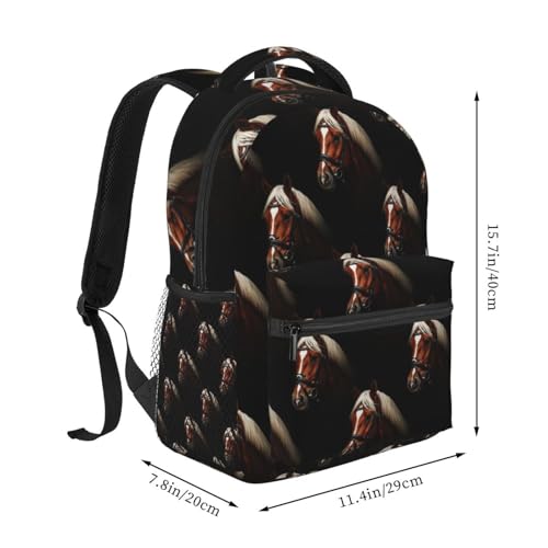 Stylish Travel Backpack Horse Black, Commuter Daypack with Laptop Compartment for Work, Trips and Gym - color: Pattern (270)