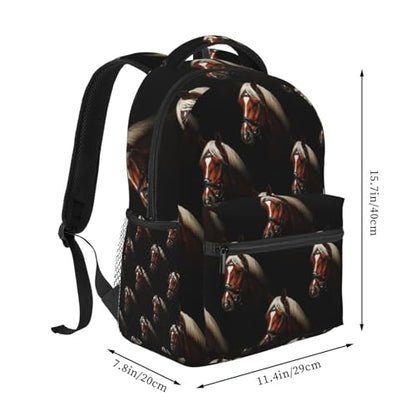 Stylish Travel Backpack Horse Black, Commuter Daypack with Laptop Compartment for Work, Trips and Gym - color: Pattern (270)