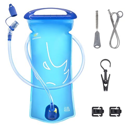 N NEVO RHINO Hydration Bladder 2L-3L,Water Reservoir for Hiking Backpack Leak Proof Water Storage Bladder,BPA-Free Water Pouch Hydration Pack for Camping Cycling Running - color: 2L-with clean kit-blue