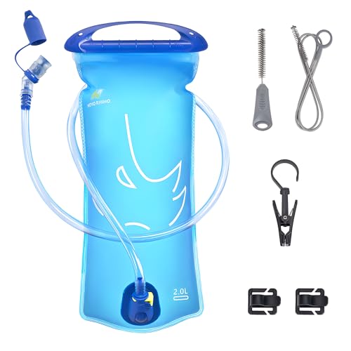 N NEVO RHINO Hydration Bladder 2L-3L,Water Reservoir for Hiking Backpack Leak Proof Water Storage Bladder,BPA-Free Water Pouch Hydration Pack for Camping Cycling Running - color: 2L-with clean kit-blue