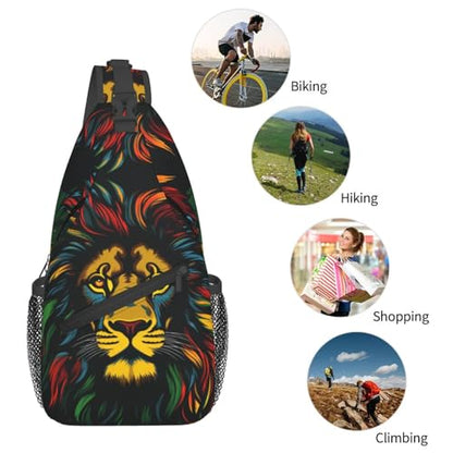 Jamaica Reggae Music Lion Outdoor Crossbody Shoulder Bag For Unisex Young Adult Hiking Bicycling - color: 1