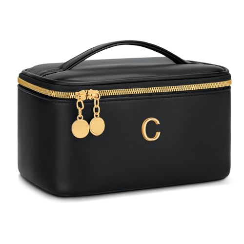 Gifts for Women Travel Makeup Bag Personalized Cosmetic Bag Portable Large Capacity Toiletry Bag(Black-C) - color: Black, style: C