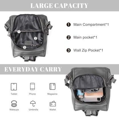 BOYATU Genuine Leather Backpack for Women: Elegant Floral Designer Purse - Small Shoulder Bag for Travel (Grey) - color: Z-grey