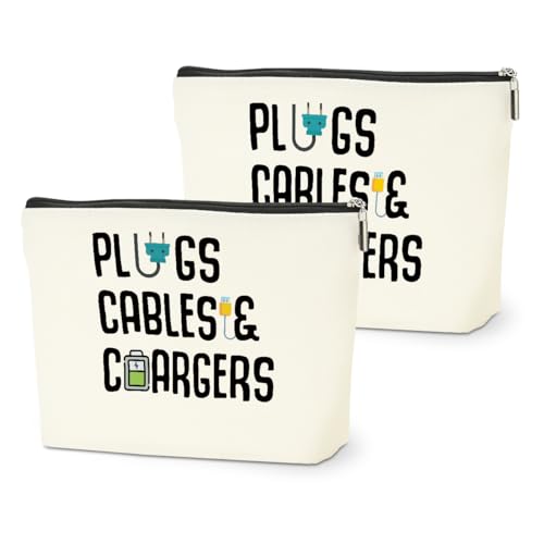 2 PCs Cable Organizer Bag Funny Makeup Bag Charger Bag Plugs Cosmetic Bag, Travel Storage Bag for Charging Cord Electronics Accessories Storage, Gifts for Women Christmas birthday Gifts Zipper Pouch - color: Multicolor 0001