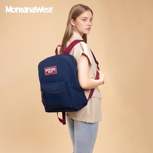 Montana West Backpack for Women Men 2 PCS Lightweight College Bookbags Casual Daypack Backpacks for Commute & Travel - color: Black & Navy