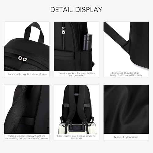 BAGOK Lightweight Nylon Backpack for Women & Men – Foldable, Large Capacity, Ideal for School, Travel & Work - color: Black