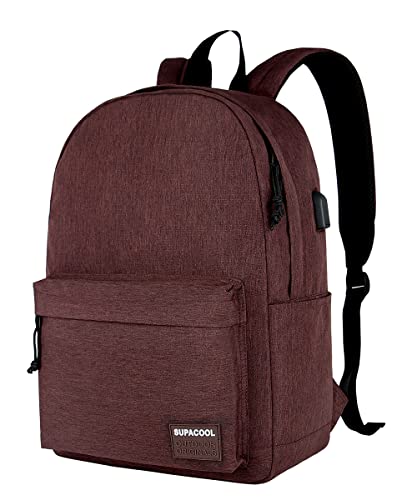 SUPACOOL Casual Laptop Backpack for Men and Women, Backpack for College, USB Charging Port, Lightweight Pack Back(Coffee) - color: Coffee, size: 20L