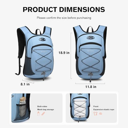 Ultra-Light Soft Daypack 15L/20L, Cushioned Breathable Back Panel Backpack, Lightweight Packable Travel Backpack (Sky Blue, 20L) - color: Sky Blue, size: 20L