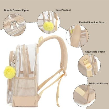 Heavy Duty Clear Backpack for Girls Boys Transparent School Bookbag Kids Durable PVC See Through Backpack- Yellew - color: Yellew