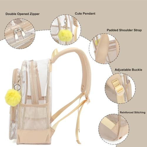 Heavy Duty Clear Backpack for Girls Boys Transparent School Bookbag Kids Durable PVC See Through Backpack- Yellew - color: Yellew