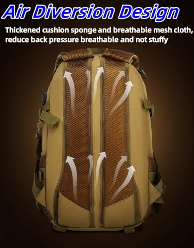 Heavy duty zipper military backpack Outdoor Tactical Backpack，Nylon canvas Knapsack，hiking camping travel Backpack， 3-day backpack，water resistantt (01#khaki) - color: 01#khaki