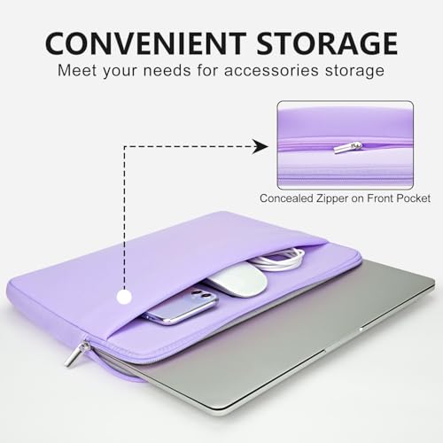 13 Inch Laptop Sleeve Portable Carrying Case with Front Pocket Padded Computer Pouch Cover Compatible with MacBook Air 13.6 Inch M4 M3 M2 2025-2022, 14 Inch MacBook Pro M4 M3 M2 M1 - color: Pale Purple, size: 13 inches