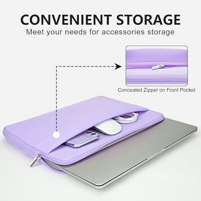 13 Inch Laptop Sleeve Portable Carrying Case with Front Pocket Padded Computer Pouch Cover Compatible with MacBook Air 13.6 Inch M4 M3 M2 2025-2022, 14 Inch MacBook Pro M4 M3 M2 M1 - color: Pale Purple, size: 13 inches
