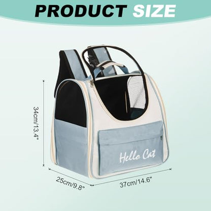 Cat Backpack Carrier, Large Space & Breathable, Ventilated Mesh Design Pet Backpack for Cats or Small Dogs, Intended for Hiking/Camping/Traveling (Blue, 14.6"x9.8"x13.4") - color: Blue