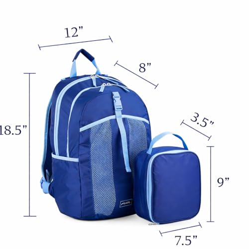 FUEL Lunch Backpack Set Student Water Resistant Bookbag Bag Soft Reusable Insulated Cooler Lunch Box Thermal Travel Office Lunch Bag, Lazuli Blue - color: Lazuli Blue