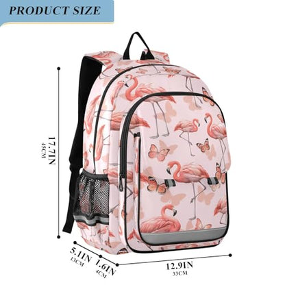 ALAZA Pink Flamingo Butterfly Laptop Backpack Purse for Women Men Travel Bag Casual Daypack with Compartment & Multiple Pockets - color: Flamingo